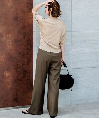 23区 【先行予約】ナチュラルスラブストレッチ ワイドパンツ カーキ系