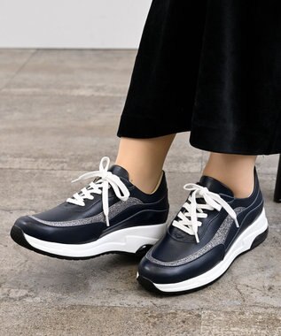 Pointer 日本製 本革厚底スニーカー ダークネイビー