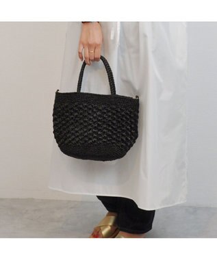 UNBILLION cachecache 柄編みメタリックヤーン2wayミニトート ブラック
