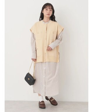 earth music&ecology 金ボタンニットベスト Beige