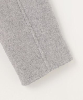 J.PRESS LADIES ウールナイロンリバー フード付き コート ライトグレー×ベージュ系