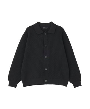 CRAFT STANDARD BOUTIQUE 柄編みニットシャツカーディガン Black