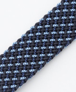 JOSEPH ABBOUD 【イタリア素材・ストレッチ・日本製】ミックスコードメッシュ ベルト ネイビー系