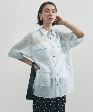 UNFILO シアー サファリシャツ ミントブルー