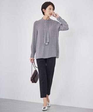 ICB 【洗える】ウール2WAYストレッチ ドロストパンツ ブラック系