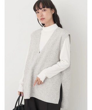 earth music&ecology ＳＥＴ２点圧縮風ポンチベスト＋リブタートル Light Gray