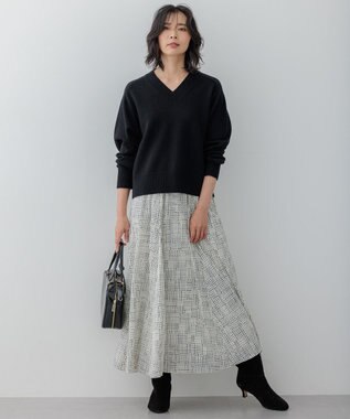 23区 スウェード ヒール ブーツ ブラック系