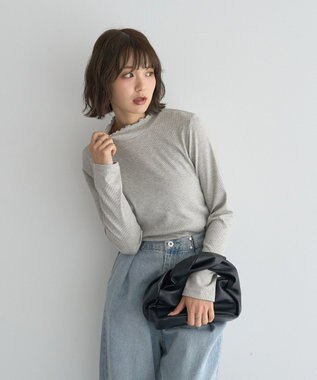 earth music&ecology ラメテレコハイネックプルオーバー Gray