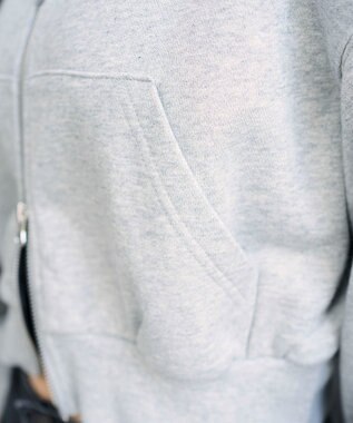 WEGO ショートZIPパーカー 杢グレー