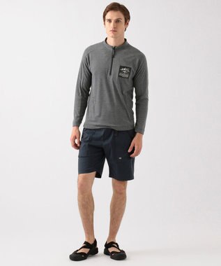 JOSEPH ABBOUD MOUNTAIN デルタメッシュ ハーフZIPカットソー ブラック系