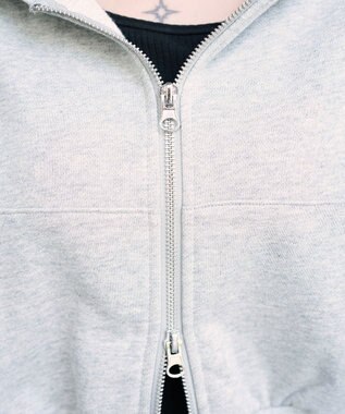 WEGO ショートZIPパーカー 杢グレー