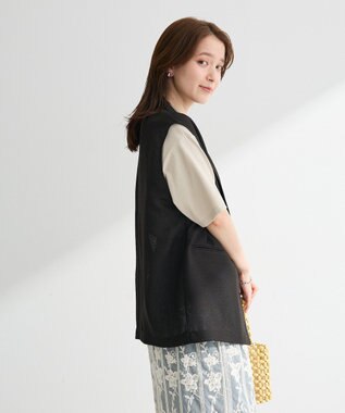 Green Parks メッシュフレンチスリーブジレ Black