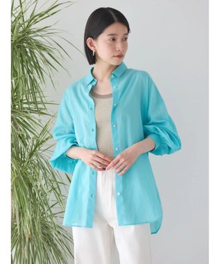 AMERICAN HOLIC 接触冷感＋速乾　強撚シアーボイルＢＩＧシャツ Sax