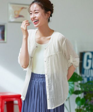 Tiaclasse 【洗える】楊柳バックフリルブルゾン