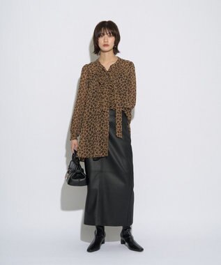 YECCA VECCA 【archive】フリルボウタイブラウス Leopard