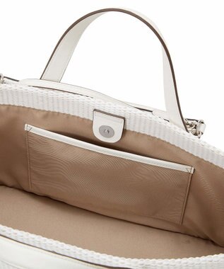 TOPKAPI 【Breath TOPKAPI】ワイド トート レザーハンドル カゴバッグ / ポーチ付き ホワイト