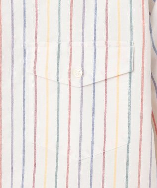 J.PRESS MEN コットンオックス マルチストライプ シャツ / ボタンダウン ホワイト系1