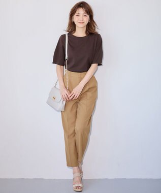 ANY SIS 【洗える】サイドバックルタックテーパード パンツ キャメル