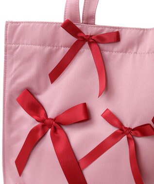 Maison de FLEUR リボンサテンスクエアトートバッグ Pink