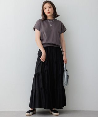 23区 【SLOW/WEB限定】コンパクトインレー フレンチスリーブ カットソー スレート