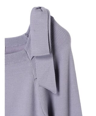 earth music&ecology 肩リボンニットプルオーバー Grayish Blue