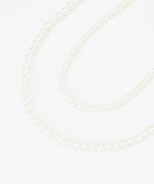 ANY 【コサージュ付】二連パールロングネックレス グレー系