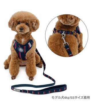 PET PARADISE J.PRESS  レジメンタル ハーネス＆リード 小型犬 ３Ｓ ネイビー×レッド