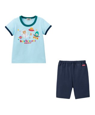 MIKI HOUSE HOT BISCUITS 【80-120cm】 ビーンズ ルームウェア 上下セット サックス