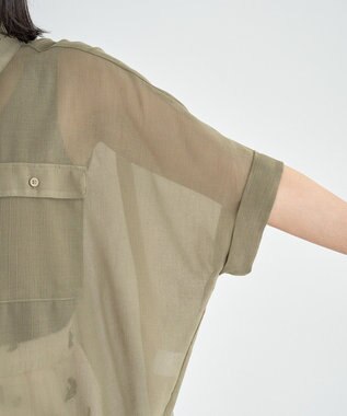 Green Parks 表面感裾ドロストシャツ Khaki