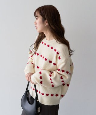 Green Parks ・ｓｗｉｎｇ　ｂｙ　ハートクルーネックニット Ivory