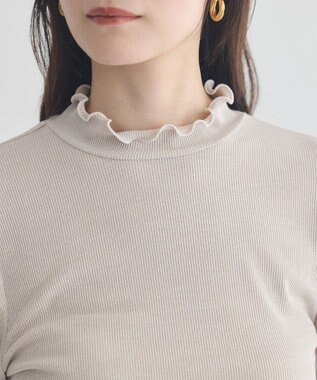 earth music&ecology ラメテレコハイネックプルオーバー Beige