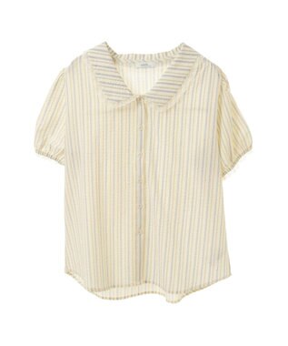 earth music&ecology ミニパフショートスリーブブラウス Sax