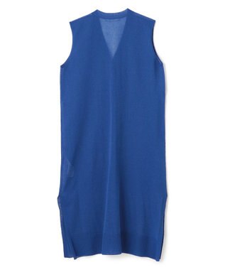 BEIGE， 【洗える】MILANO / リネン混シアーロングジレカーディガン Blue