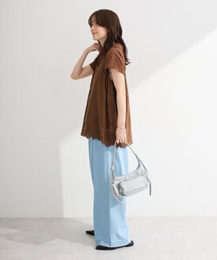Green Parks ＳＥＴ２点刺しゅうキャミ＋シャツ Brown