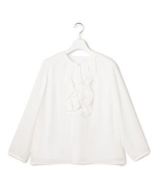 23区 【洗える】ジョーゼットフリル ブラウス ホワイト系