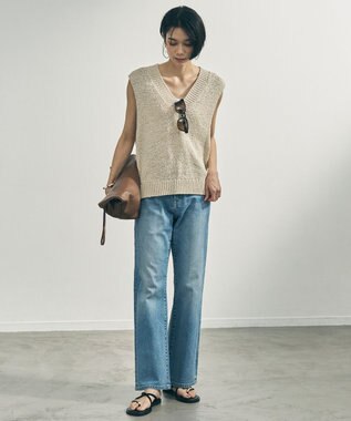 UNFILO テープヤーンニット ベスト グレージュ