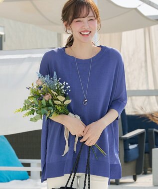 Tiaclasse 【新色追加】サラサラUVシアーニットドルマントップス ブルー