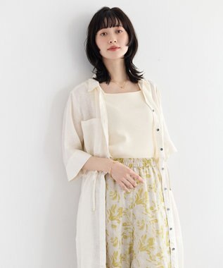 YECCA VECCA フレンチリネンドロストワンピース White