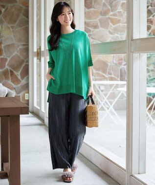 Tiaclasse 【新色追加】サラサラUVシアーニットドルマントップス グリーン