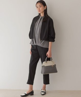 組曲 【WEB限定】ジョーゼットジャージードルマンスリーブ ブラウス グレー系