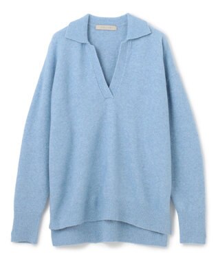 UNFILO ふわふわ スキッパーニット [NEW]サックス