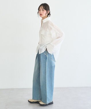 earth music&ecology Ｗポケットシャツ Off White