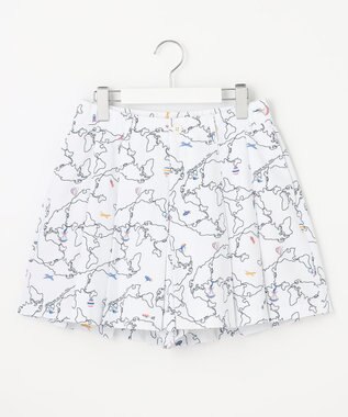 23区GOLF 【WOMEN】ワールドマップ柄 ボックスプリーツ入り キュロットスカート ホワイト系5