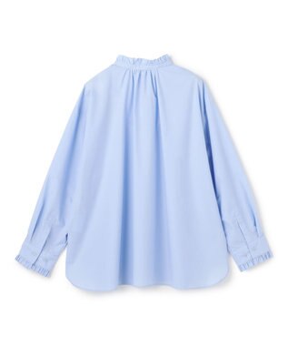 UNFILO フリルネック ブラウス サックス