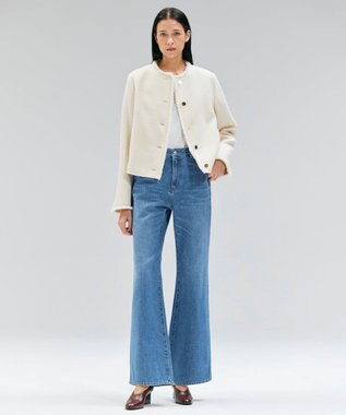 BEIGE， 【Oggi 10月号掲載】MULLIN / ウールツイードメタルボタンノーカラージャケット Bone