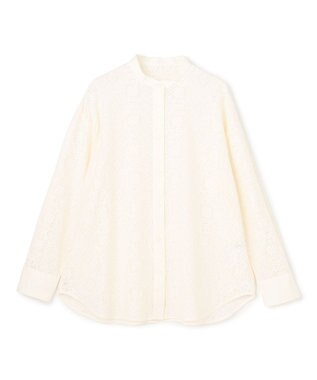 UNFILO ブロックレース バンドカラーシャツ エクリュ