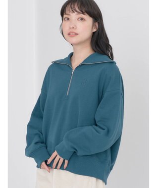 earth music&ecology ハーフＺＩＰスウェット Green