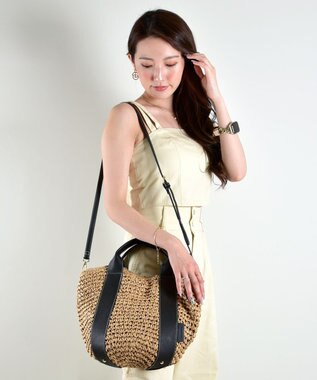 LA BAGAGERIE 【maison vert】 【ペーパー素材・多収納】ラウンド2WAYかごバッグ