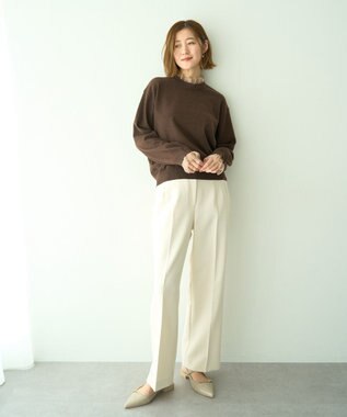YECCA VECCA 2wayフリルクルーネックニット Brown