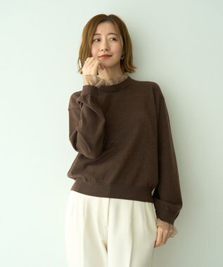YECCA VECCA 2wayフリルクルーネックニット Brown
